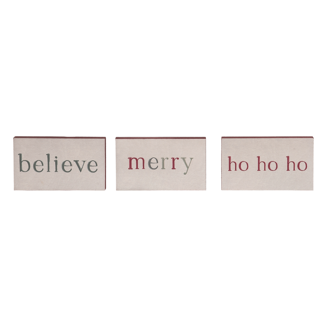 Believe, Merry & Ho Ho Ho Block Decor - Set of 3