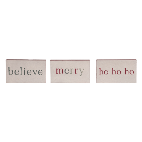Believe, Merry & Ho Ho Ho Block Decor - Set of 3