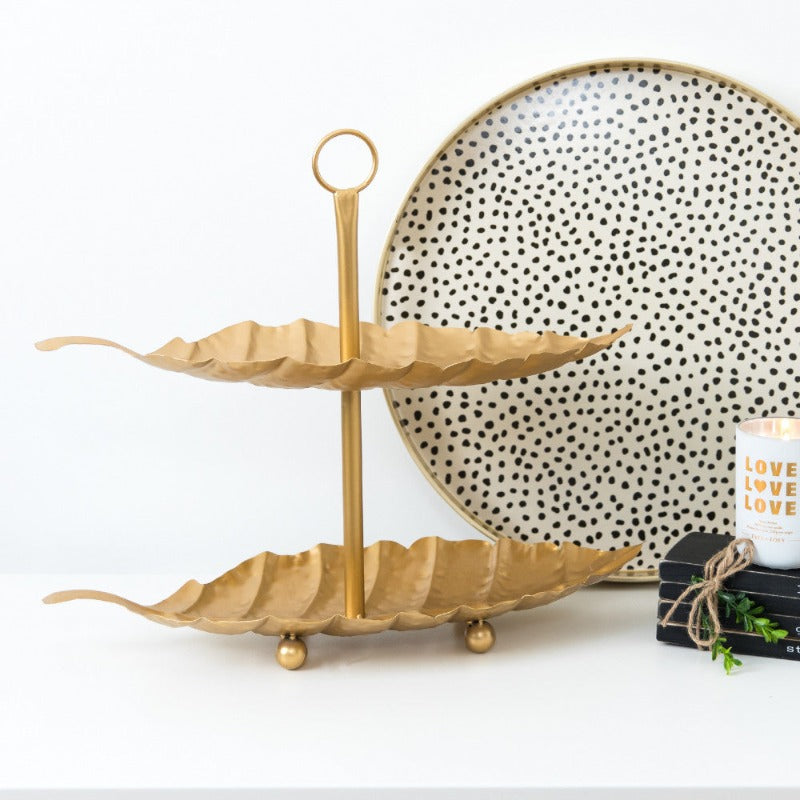 Gold Leaf Tiered Metal Stand Tate + Zoey