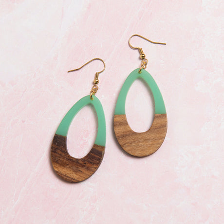 Isla Enamel and Wood Oval Earrings