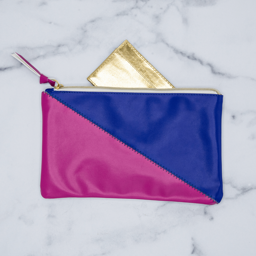 On The Go Colorblock Pouch - Pink/Blue