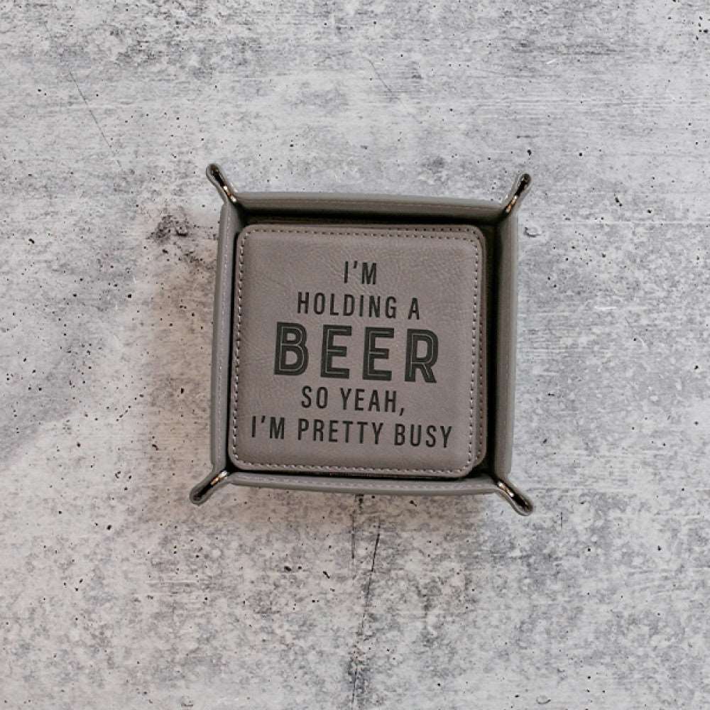 Hold My Beer Coaster Set + Tray