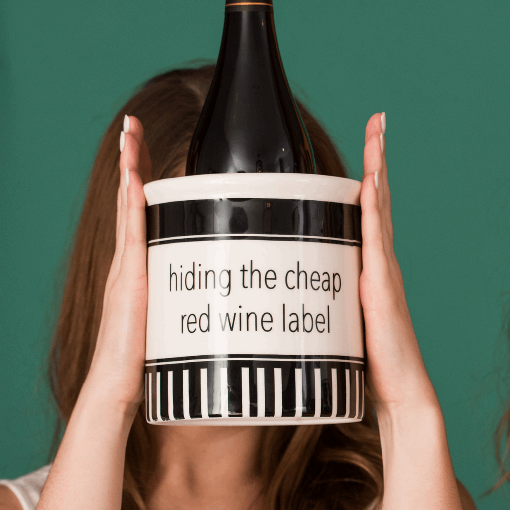 Hiding the Cheap Red Wine Label Wine Crock