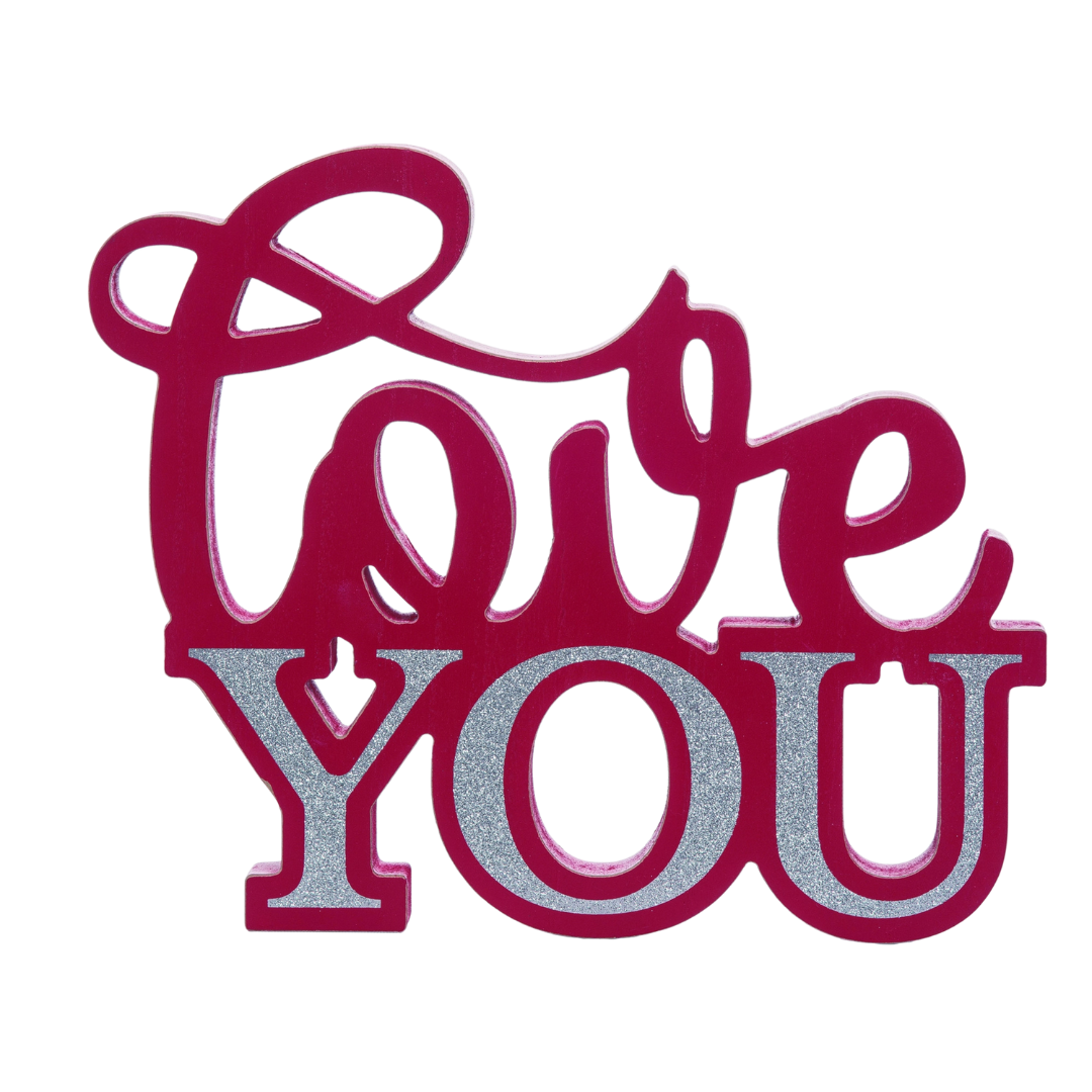 Love You Glitter Tabletop Sign