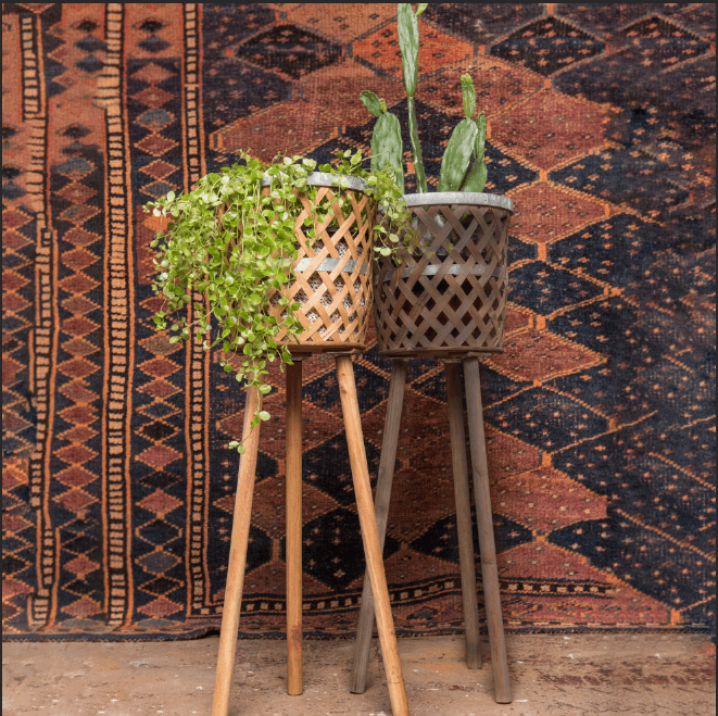 Bamboo Basket Plant Stand