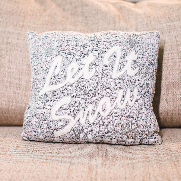 Cozy Let It Snow Knit Pillow