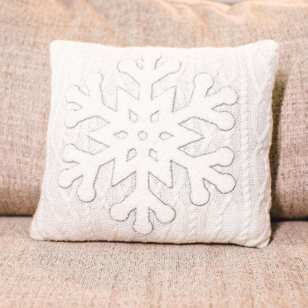 Cozy Snowflake Knit Pillow