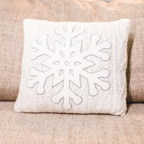 Cozy Snowflake Knit Pillow