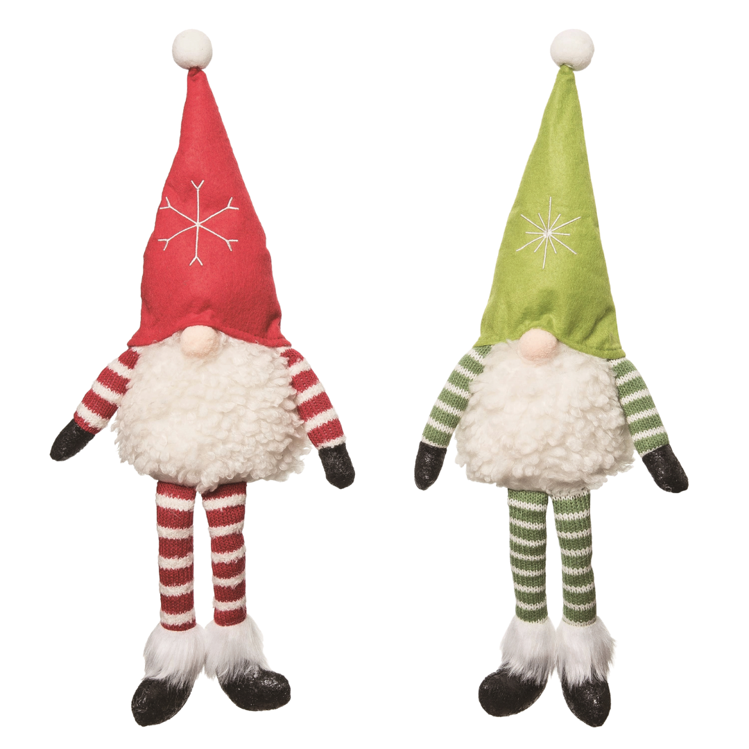 Plush Striped Gnome Sitter (Red or Green)