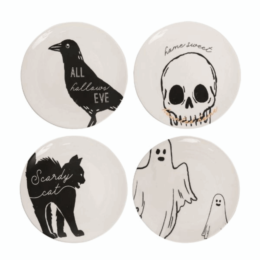 Black and White Halloween Plate Set