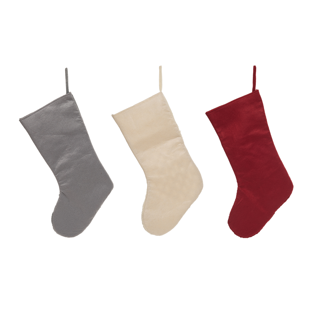 Knit Winter Stockings (Gray, Cream or Red)