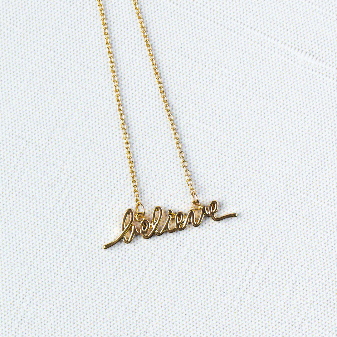 Believe Script Necklace
