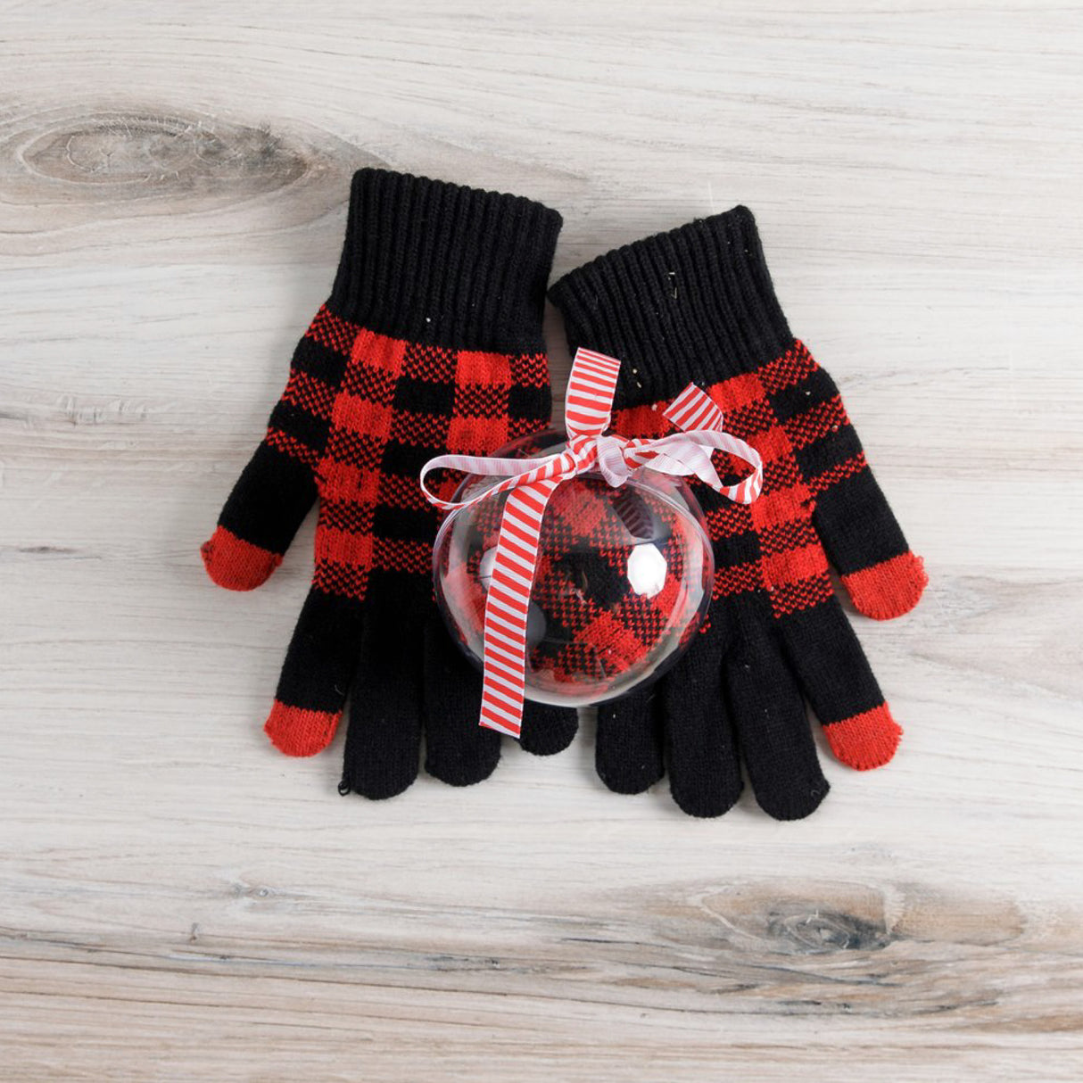 Touchscreen Plaid Gloves Ornament