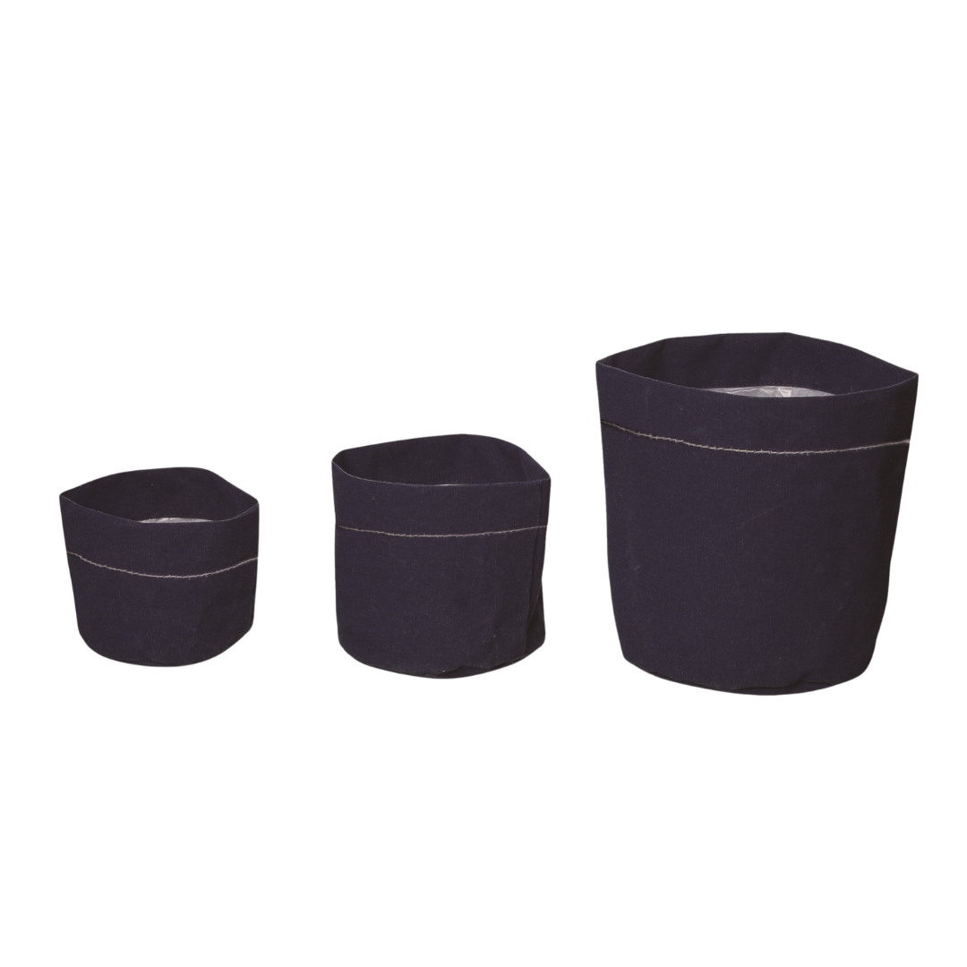 Fabric Planters with Liners - Set of 3