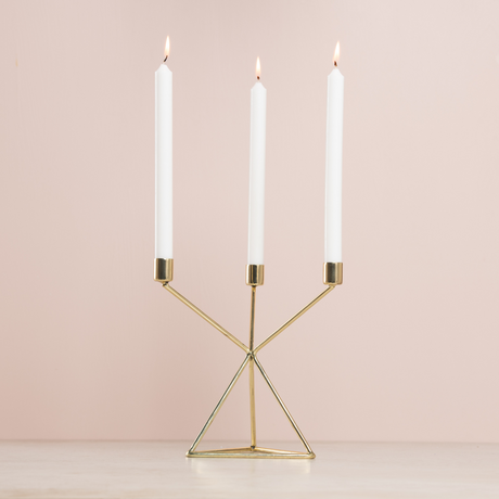 Geometric Gold Triple Candle Holder