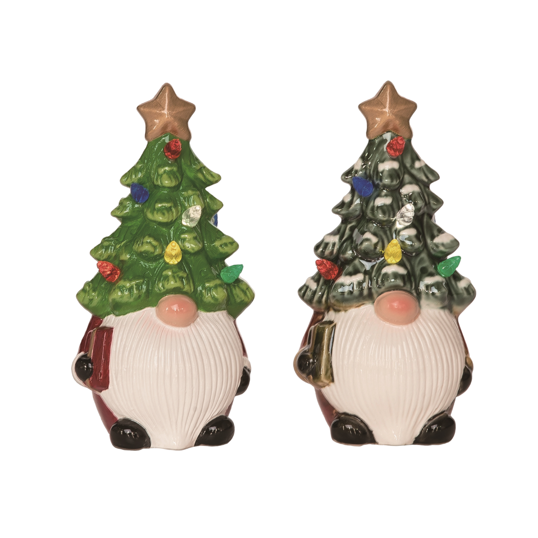 Jolly Light Up Gnome Trees - Set of 2