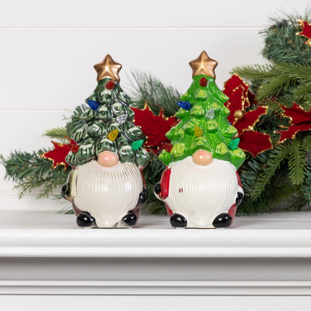 Jolly Light Up Gnome Trees - Set of 2
