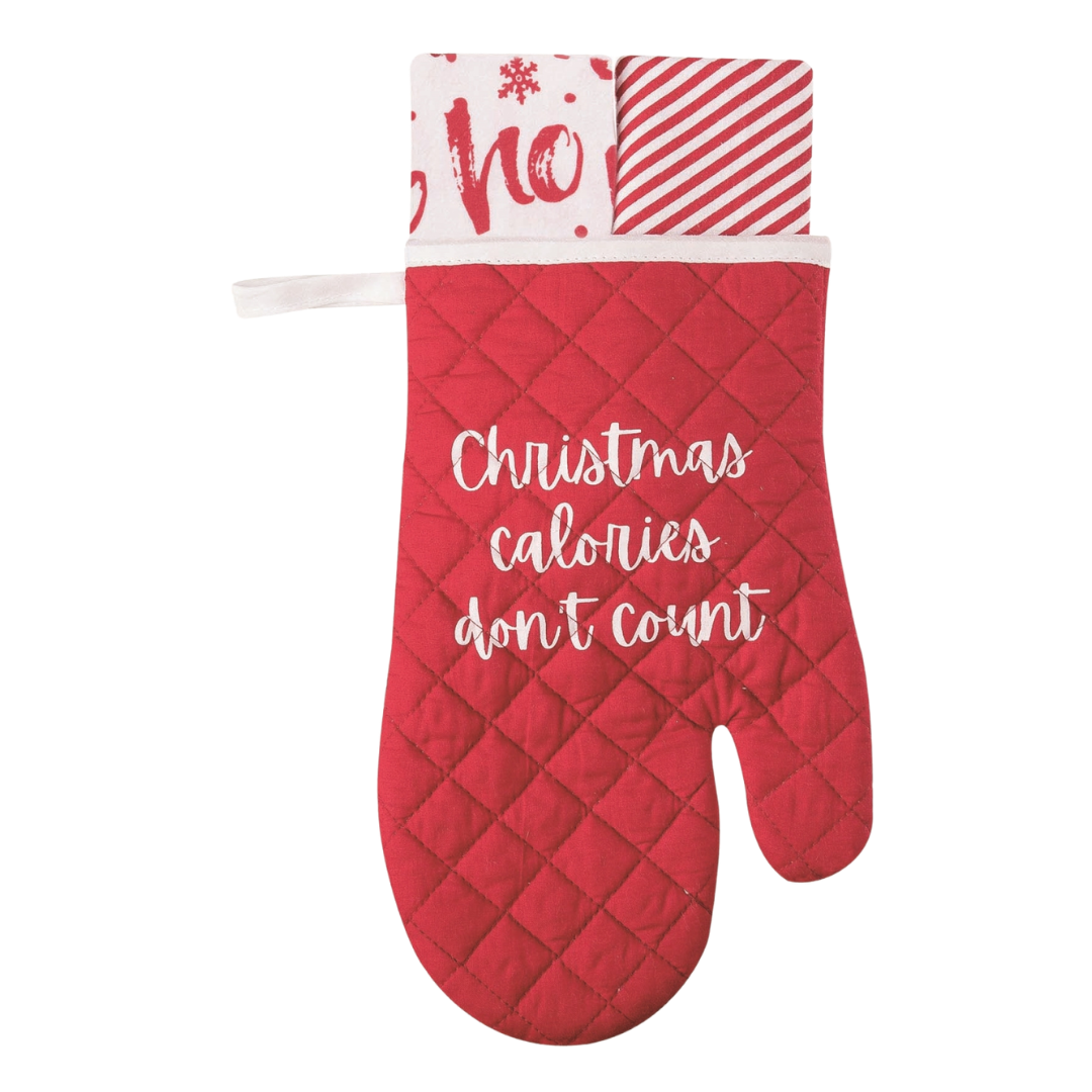 Christmas Calories Oven Mitt & Tea Towel Set