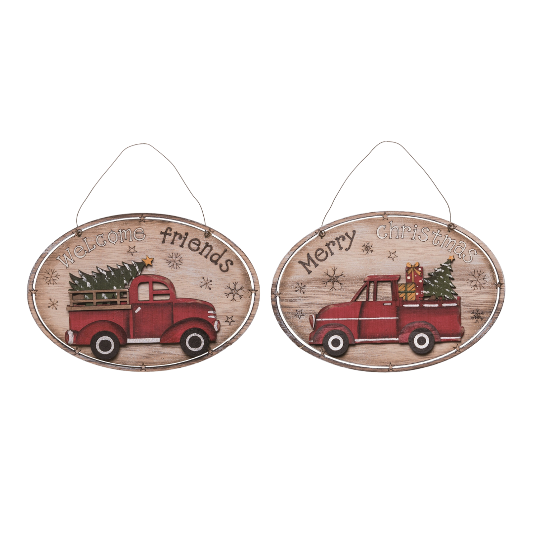 Plywood Christmas Truck Wall Decor - Set of 2