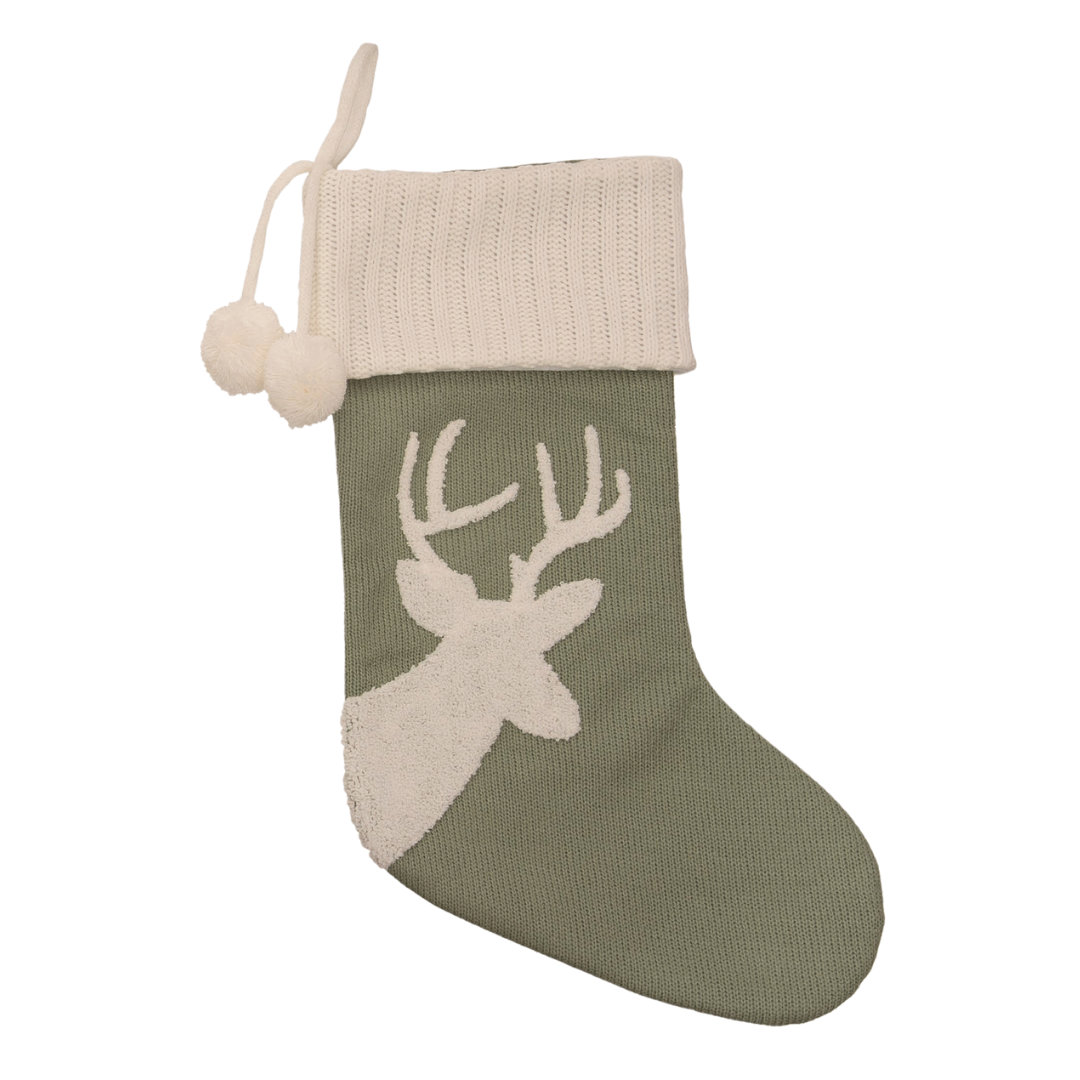 Reindeer Holiday Stockings (Green or Cream)