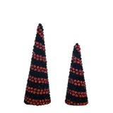 Black & Orange Pom Pom Halloween Tree Set