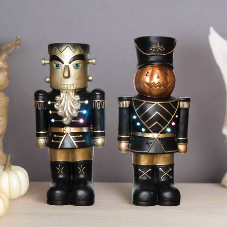 The Spooktacular Sentinels – Light-Up Halloween Nutcracker Duo