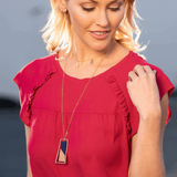 Blue & Gold Trapezoid Necklace