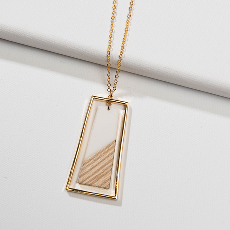 White & Gold Trapezoid Necklace