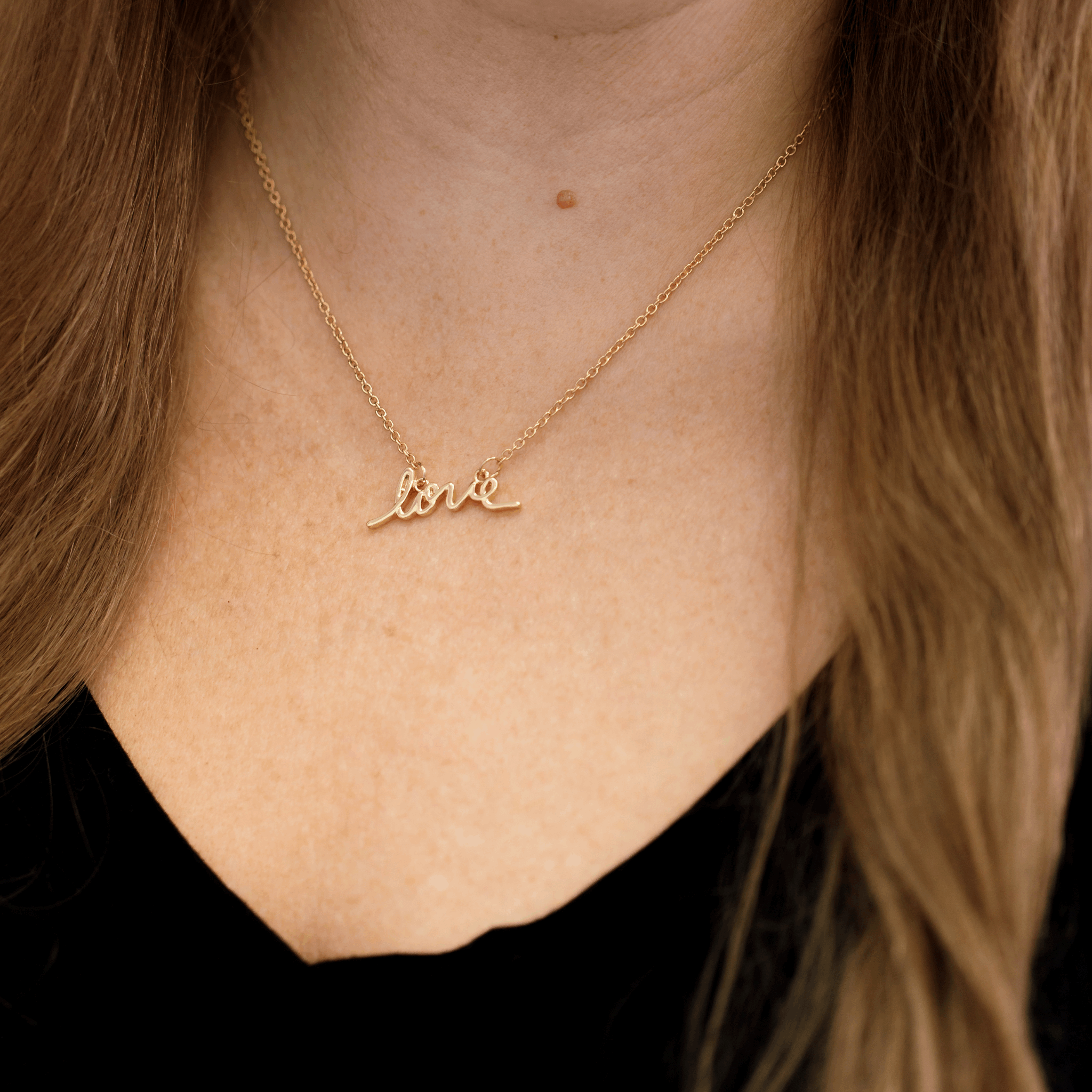 Connie Moon — Pave Love Script Necklace