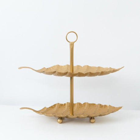 Gold Leaf Tiered Metal Stand