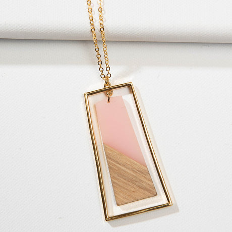 Blush & Gold Trapezoid Necklace