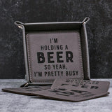 Hold My Beer Coaster Set + Tray