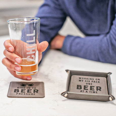 Hold My Beer Coaster Set + Tray