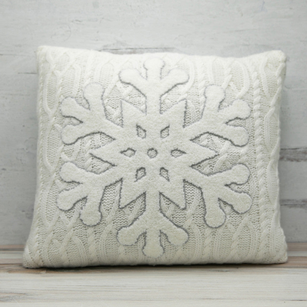 Cozy Snowflake Knit Pillow