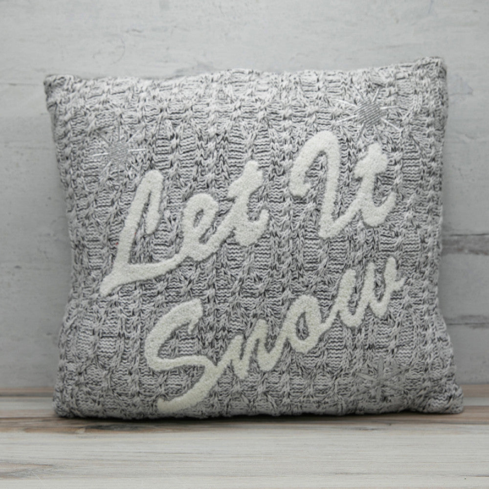 Cozy Let It Snow Knit Pillow