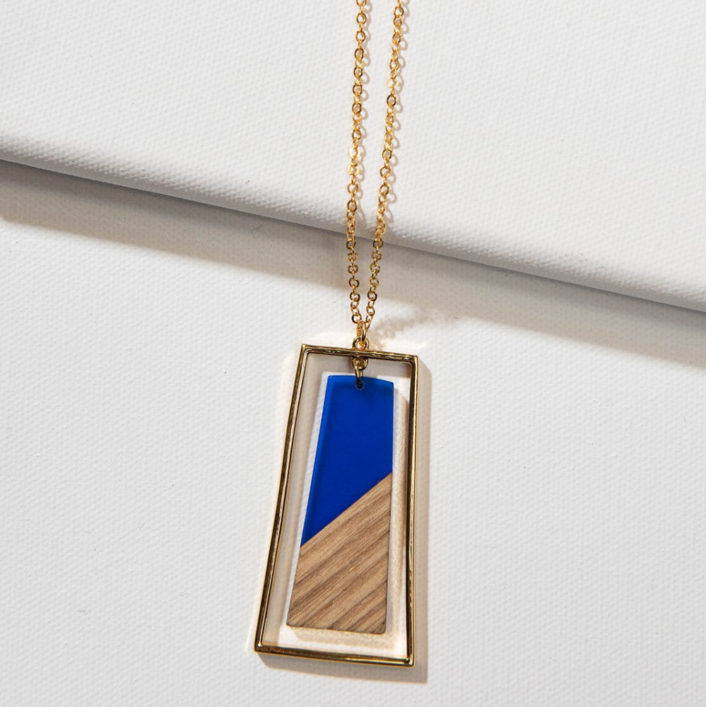 Blue & Gold Trapezoid Necklace