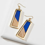 Blue & Gold Trapezoid Earrings