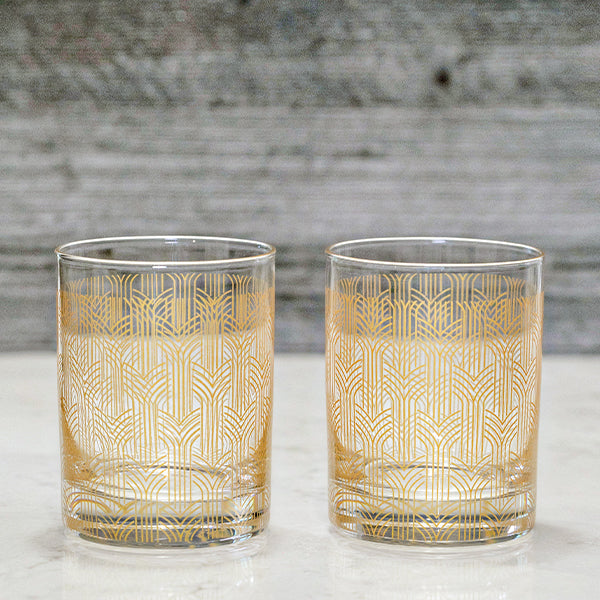 On the Rocks Art Deco Glasses - Set of 2