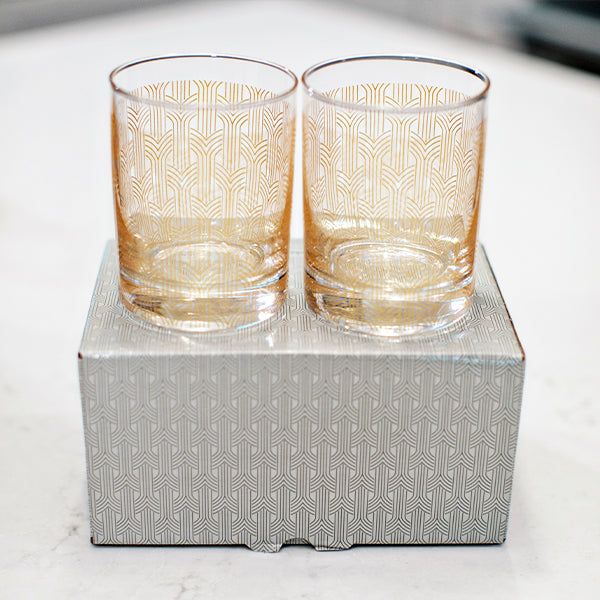 On the Rocks Art Deco Glasses - Set of 2